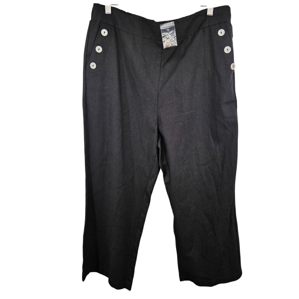 Joie Womens Black Button-Detail Linen Blend Pants XL‎
